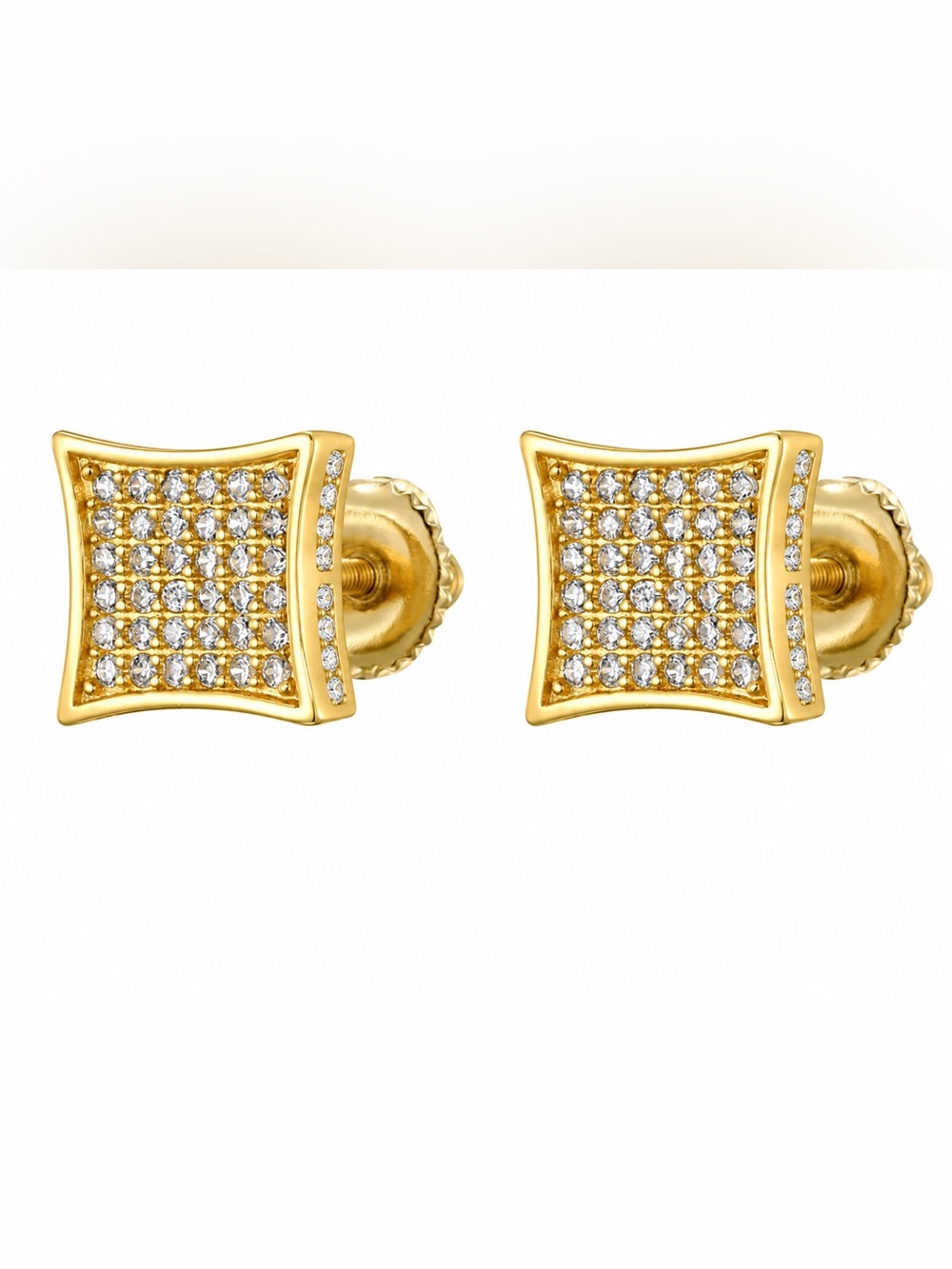 Unisex Crystal pave square stud earrings